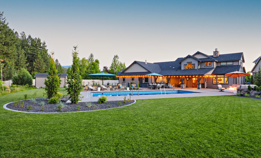 Liberty Lake Pool — Twilight backayrd perspective