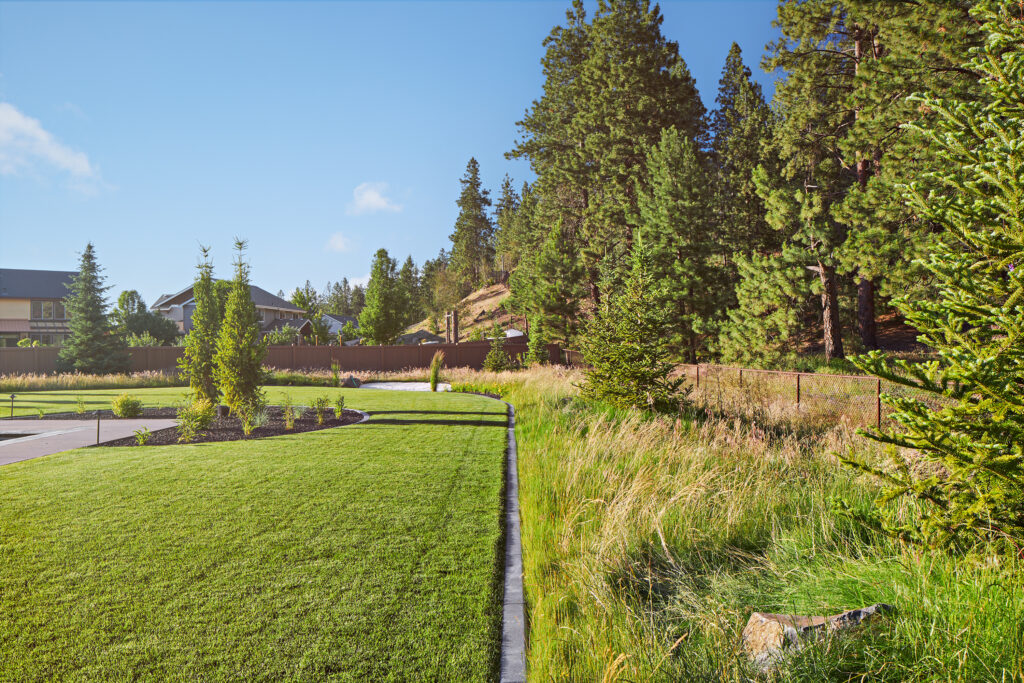 Liberty Lake Pool — Grass and natural area with flare